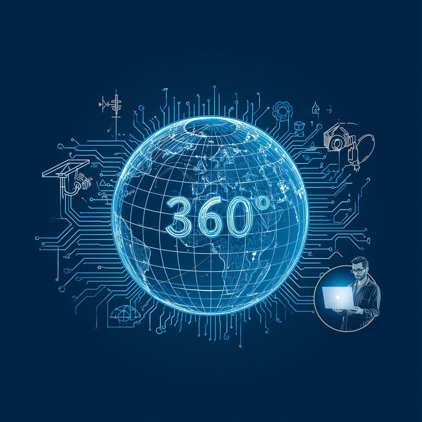 Red global digital con conexiones tecnológicas, simbolizando la conectividad empresarial de Tech360°